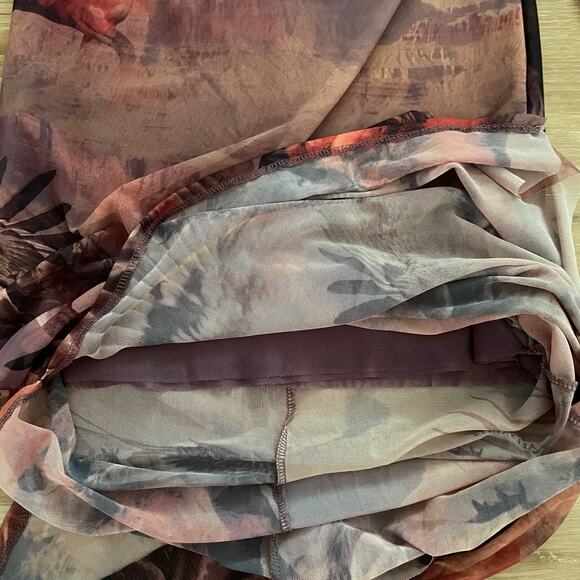 All Saints Tia Colca Mesh Western Horses Canyon Printed Midi Dress 4 - Picture 6 of 11